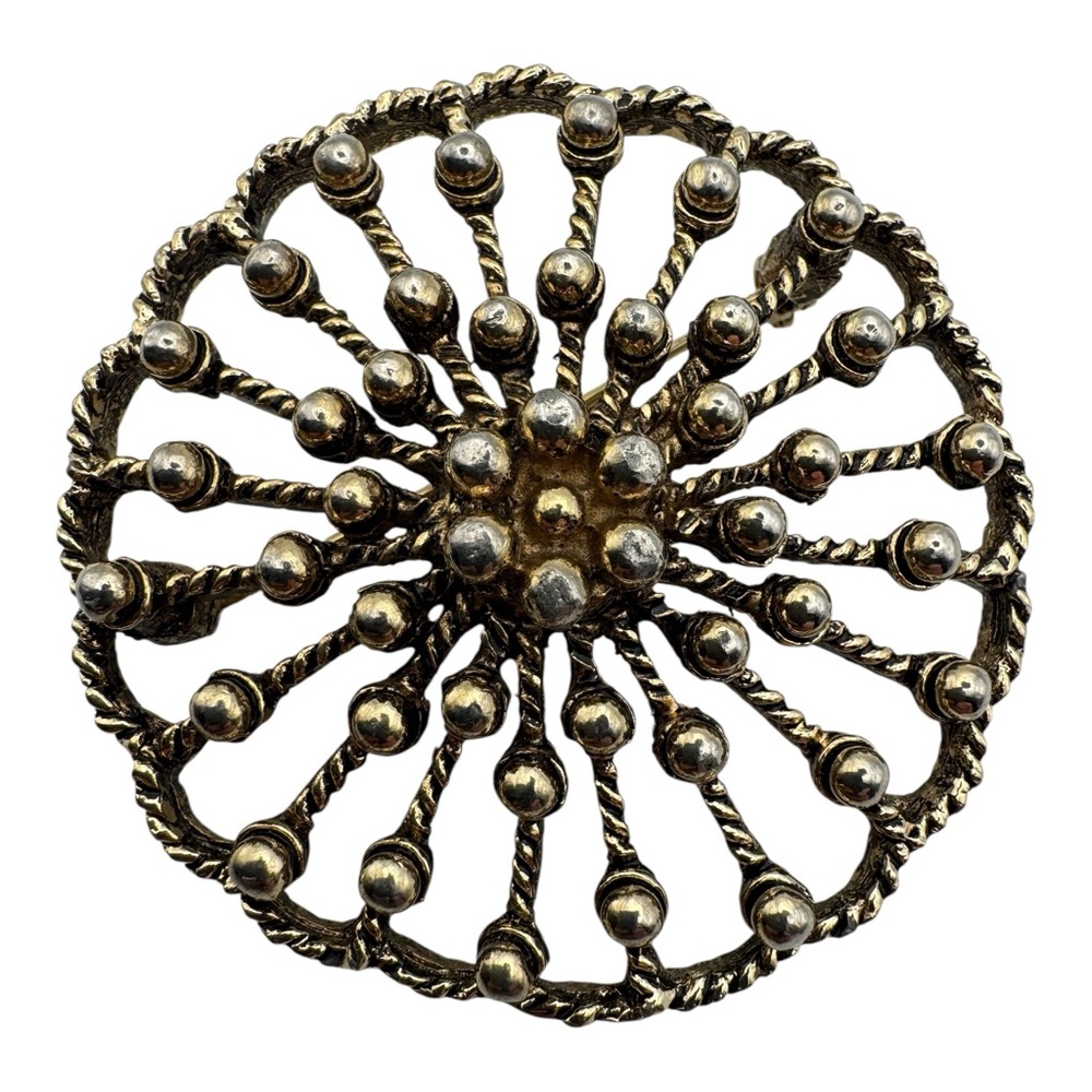 Vintage Coventry Canada‎ Gold-Tone Brooch – 2” Filigree Sunburst Design